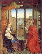 Rogier van der Weyden Self portrait as Saint Luke making a drawing for his painting the Virgin. oil painting reproduction